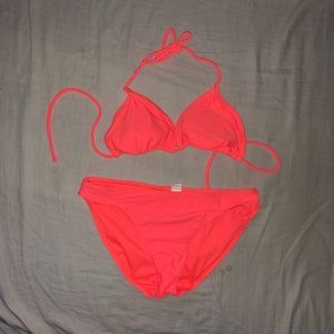 Neon Orange / Pink Bikini Padded Tie Top
